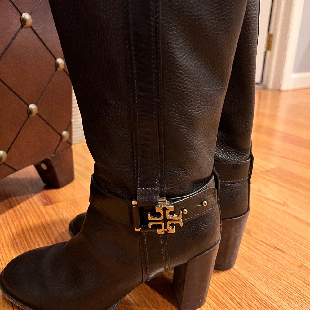 Tory Burch knee high brown boots with heels